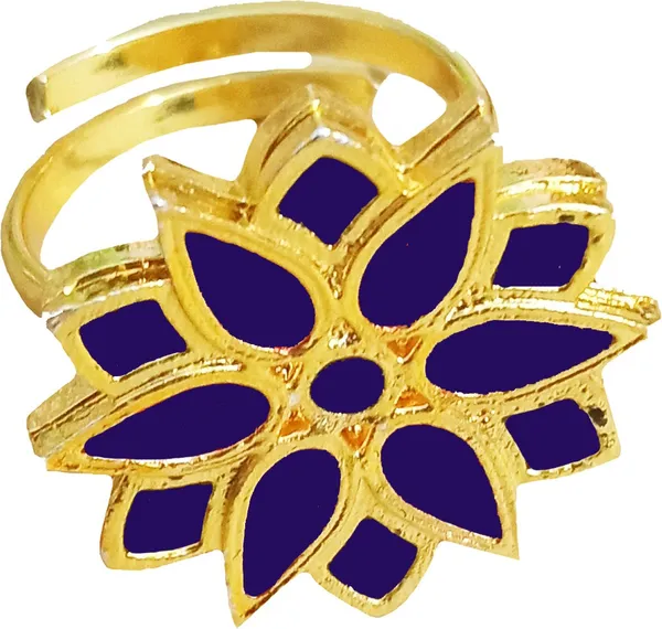Assamese_Traditional_Copper_Gold_Plated_Blue_Colour_Finger-Ring_For_Girls_&_Women